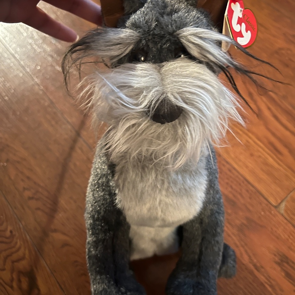 Ty Gray and White Dog Plush Toy with Luxurious Coat